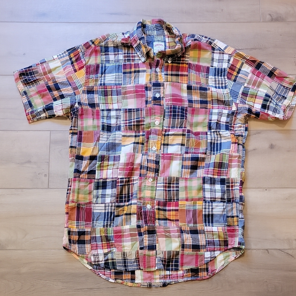 Vintage Brooks Brothers Patchwork Plaid Casual Button Down Shirt Size Medium